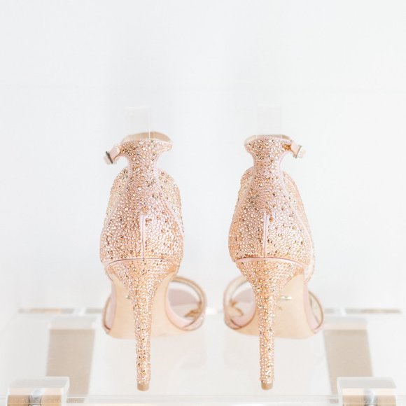 Badgley Mischka Rare Shiraz Blush Satin 7.5 Dress Sandal Stiletto Heels - Picture 4 of 16